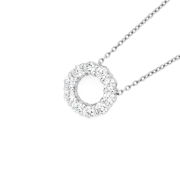 Sterling Silver Cubic Zirconia Circle Pendant