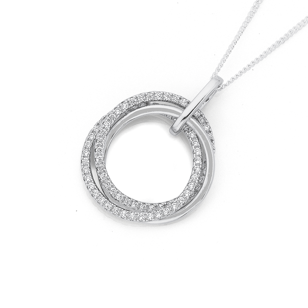 Sterling Silver Cubic Zirconia Circles in Time Pendant