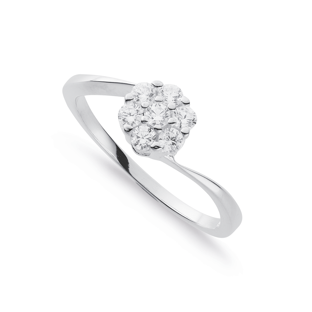 Silver cubic zirconia cluster ring store