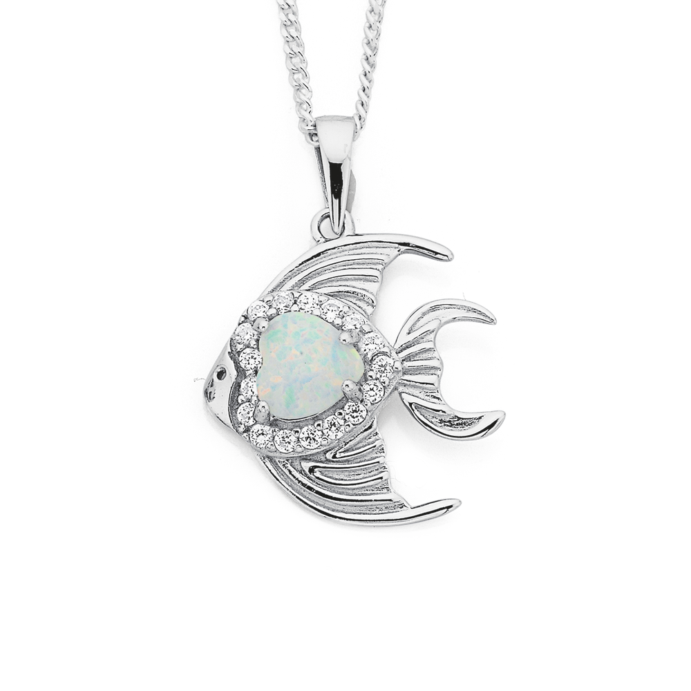 Sterling Silver Cubic Zirconia Created Opal Star Ring Size N1 2