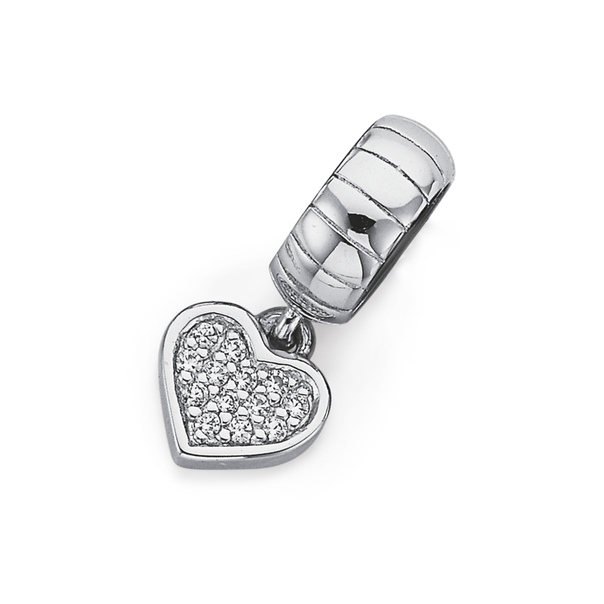 Sterling Silver Cubic Zirconia Heart Charm