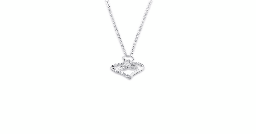 Sterling Silver Cubic Zirconia Heart Pendant in White | Pascoes