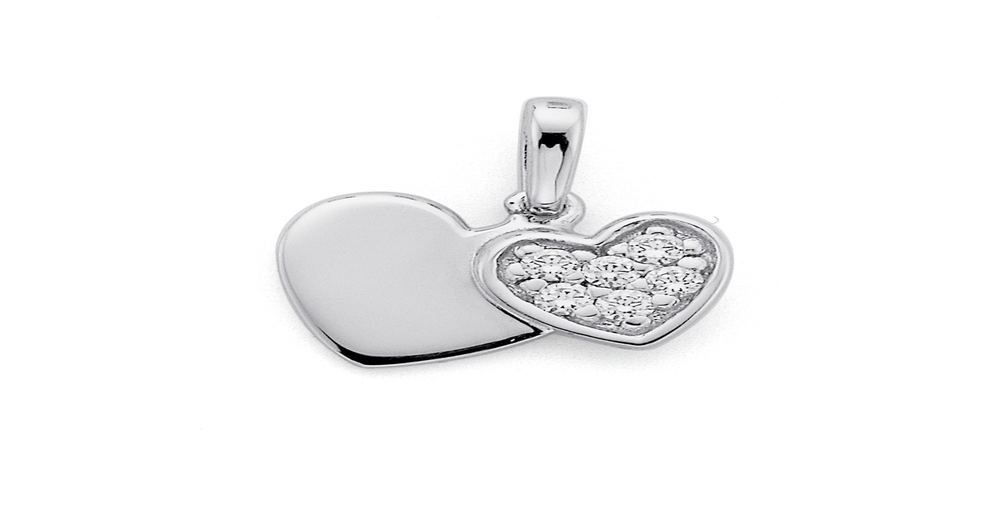Sterling Silver Cubic Zirconia Heart Pendant in Clear | Pascoes