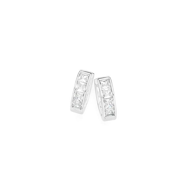 Sterling Silver Cubic Zirconia Huggie Earrings