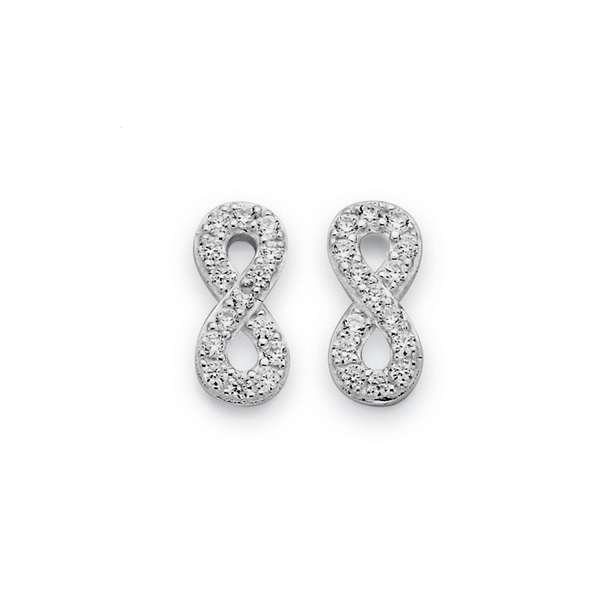 Sterling Silver Cubic Zirconia Infinity Earrings