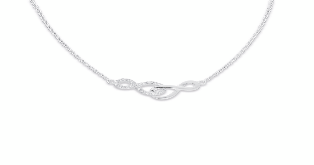 Sterling Silver Cubic Zirconia Interlock Infinity Necklet in Clear ...