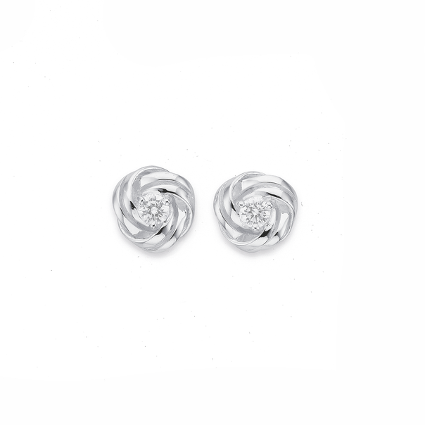 Sterling Silver Cubic Zirconia Knot Studs
