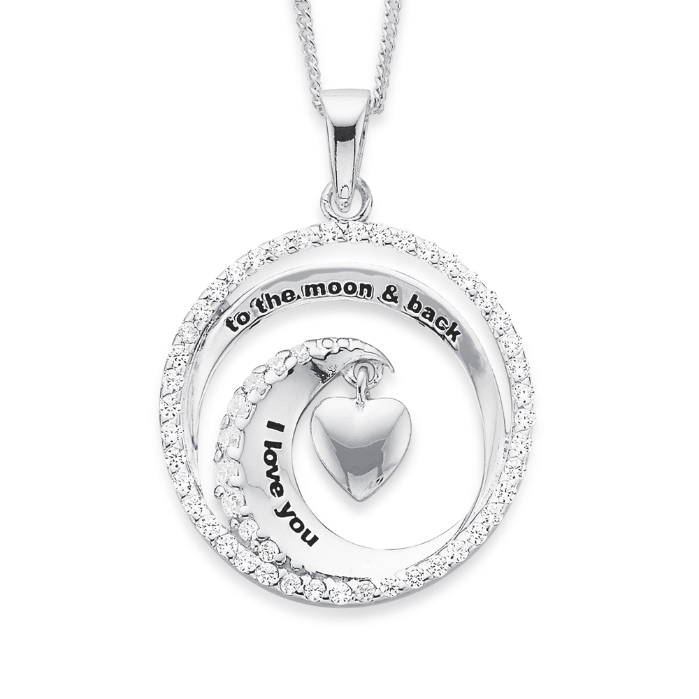 Love you to the online moon and back silver necklace