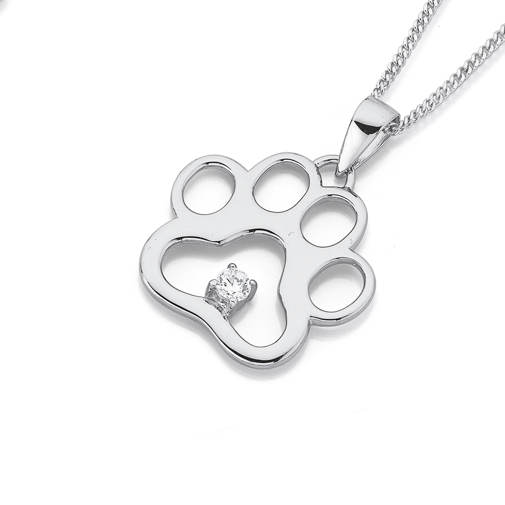 Sterling silver paw print pendant store