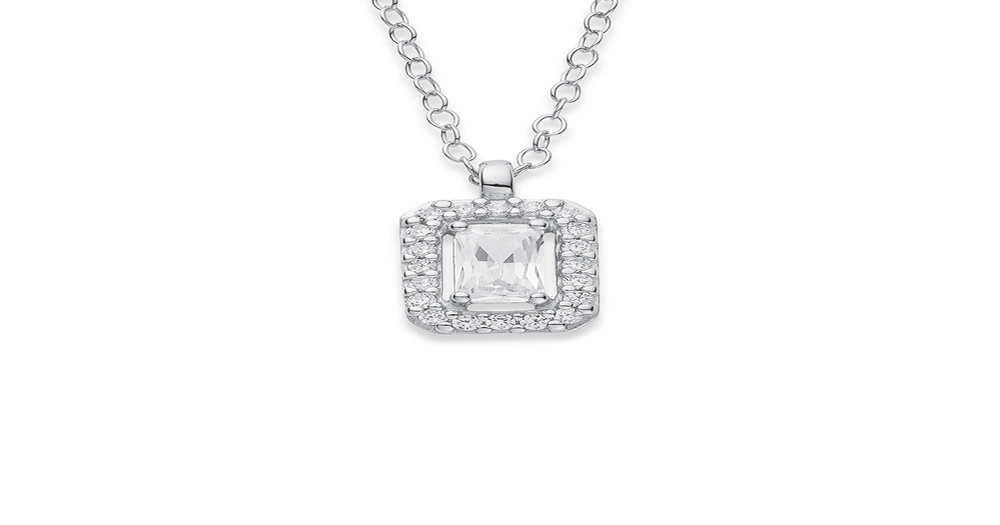 Sterling Silver Cubic Zirconia Pendant in White Pascoes