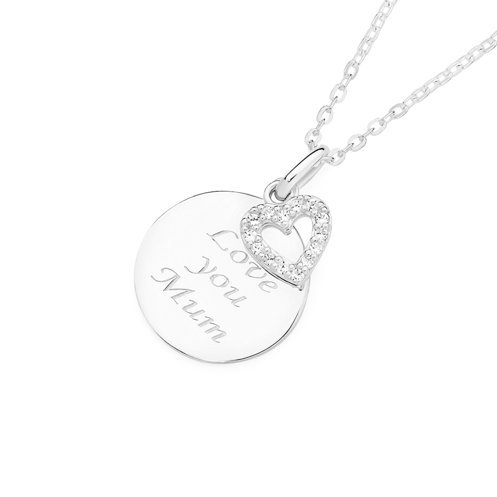 Sterling Silver Necklace with Mum Pendant and Engraving | Charming Engraving