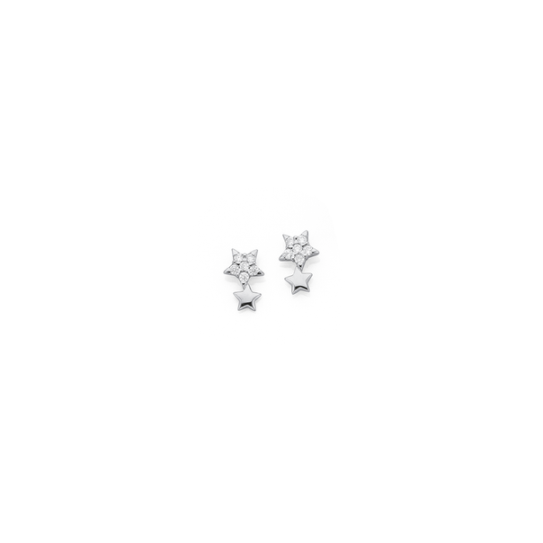 Sterling Silver Cubic Zirconia & Star Earrings