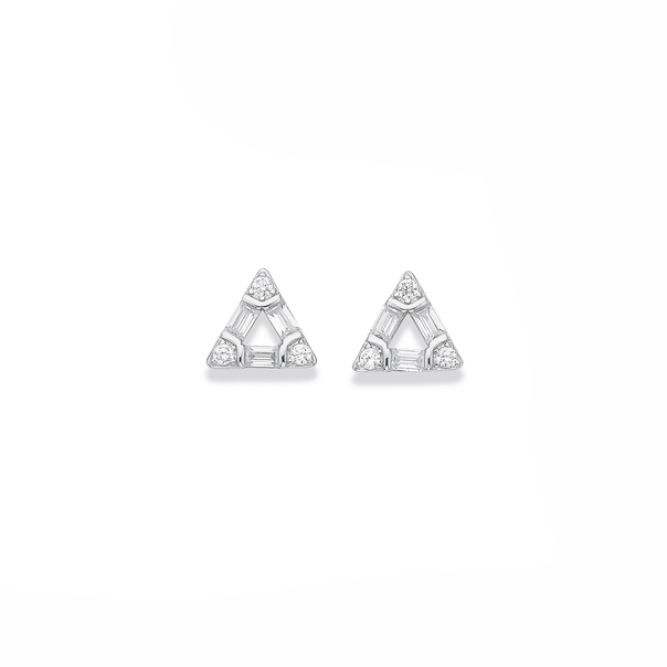 Sterling Silver Cubic Zirconia Triangle Studs