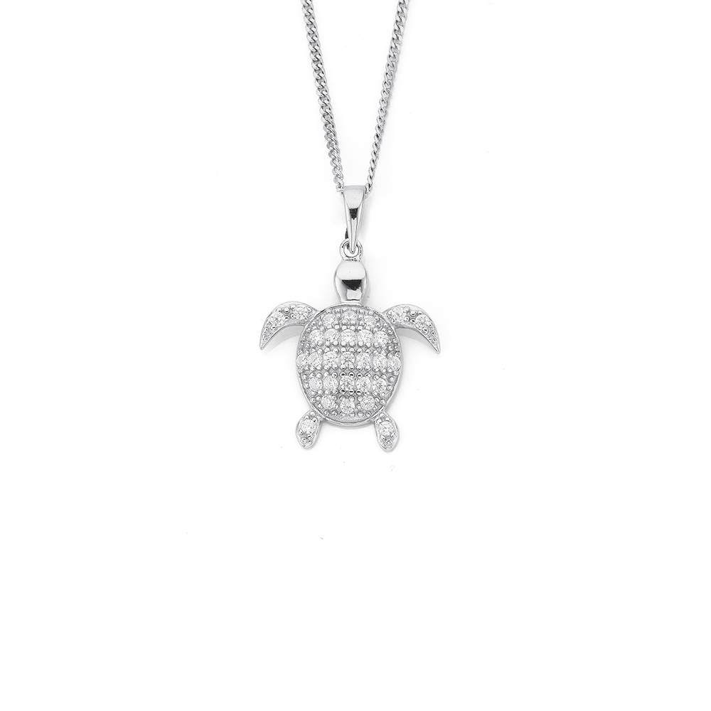 Lab-Created Opal and Diamond Accent Beaded Sea Turtle Pendant in Sterling  Silver | Zales