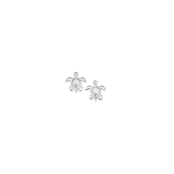 Sterling Silver Cubic Zirconia Turtle Stud Earrings