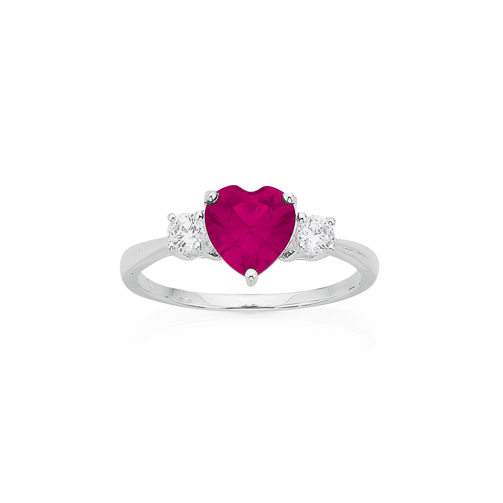Sterling Silver Cz Heart Ring in Pink Pascoes