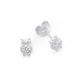 Sterling Silver CZ Small Owl Stud Earrings