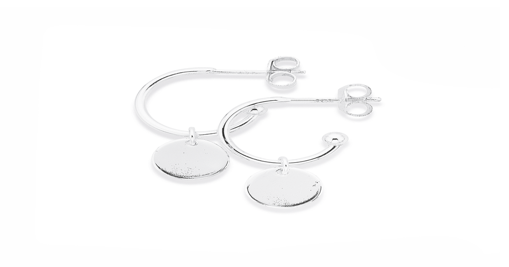 Silver disc hoop earrings Clearance