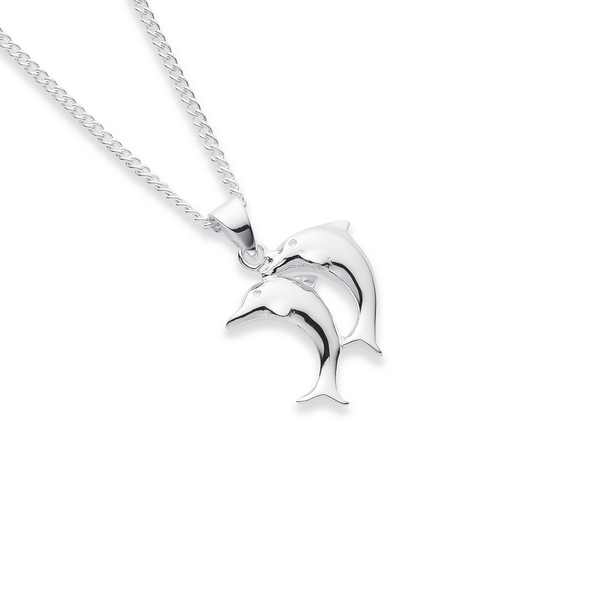 Sterling Silver Double Dolphin Pendant