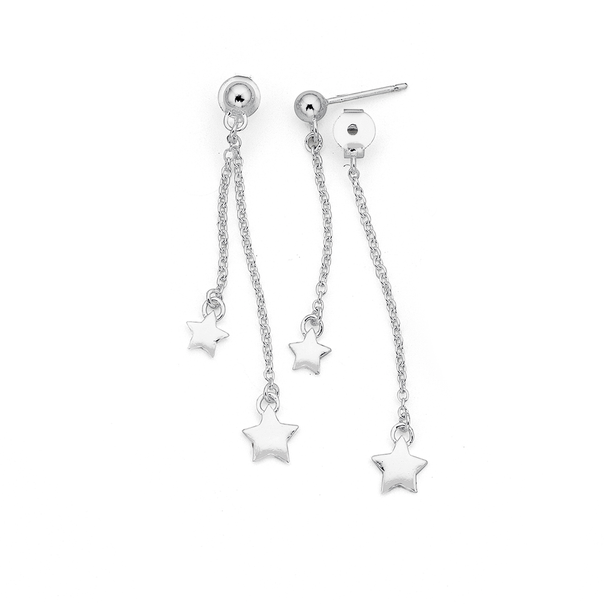 Sterling Silver Drop Earrings Featuring Stars