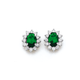 Sterling Silver Emerald Cubic Zirconia & Cubic Zirconia Cluster Studs