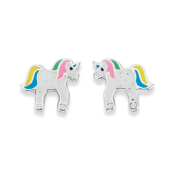 Sterling Silver Enamel Unicorn Earrings