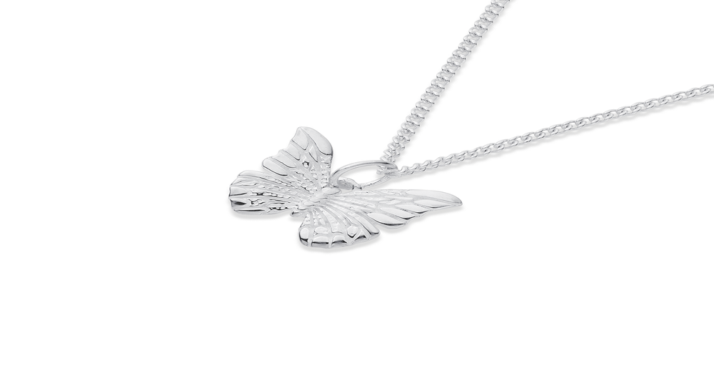 Sterling Silver Engraved Butterfly Charm Pascoes