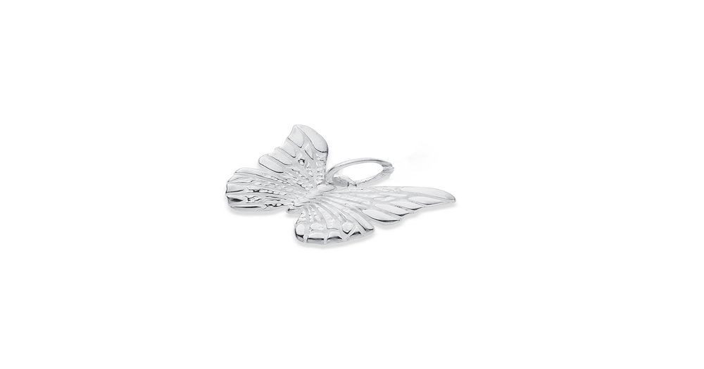 Sterling Silver Butterfly Outline Clip-on Charm – Open Butterflies Insects (CHZ-445)