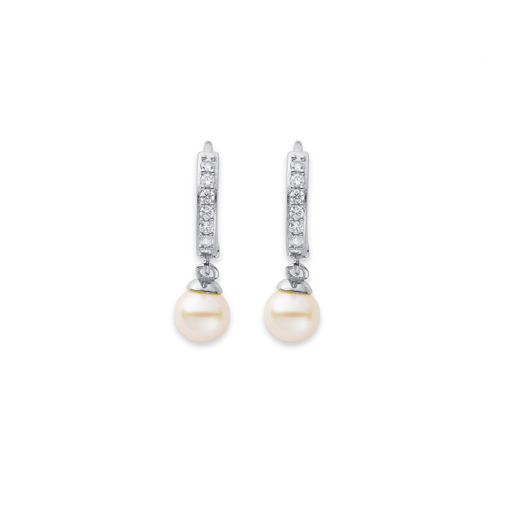 Pearl and zirconia earrings hotsell