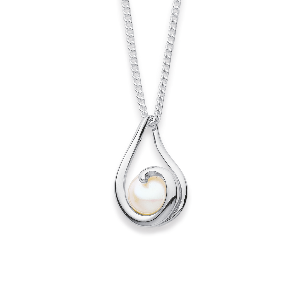 Freshwater Cultured Pearl and Diamond Teardrop Pendant Necklace 1/6ctw |  REEDS Jewelers