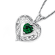 Sterling Silver Green Cubic Zirconia Filigree Heart Pendant