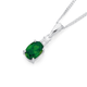 Sterling Silver Green Cubic Zirconia Oval Pendant