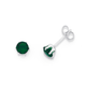 Sterling Silver Green Round 6-Claw Stud Earrings