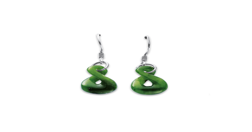 Sterling Silver Greenstone Infinity Twist Earrings Pascoes