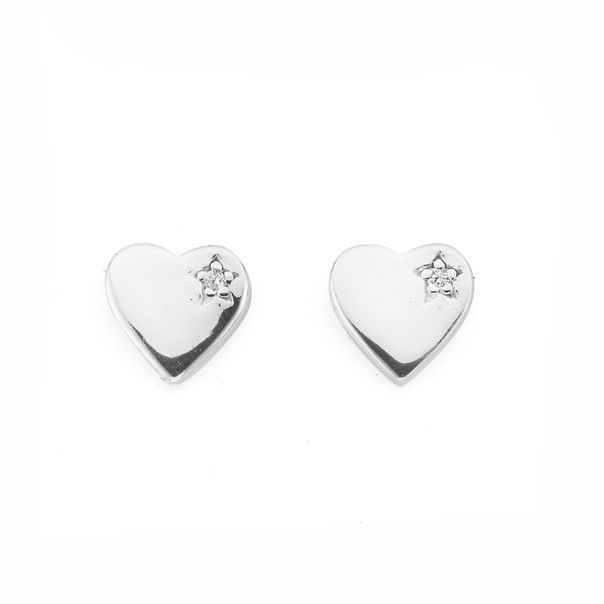 Sterling Silver Heart Cubic Zirconia Studs