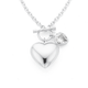 Sterling Silver Heart & Heart Cubic Zirconia FOB Bracelet