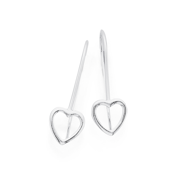 Sterling Silver Heart Hook Earrings