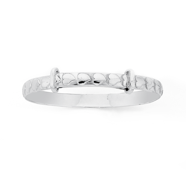 Sterling Silver Hearts Baby Expander Bangle