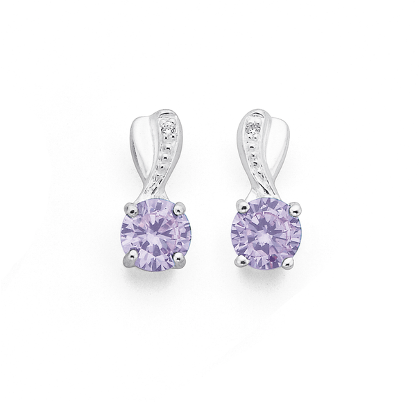 Sterling Silver Lavender Cubic Zirconia Studs
