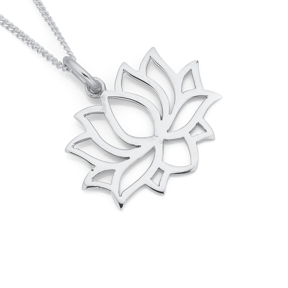 Sterling Silver Lotus Flower Pendant Pascoes