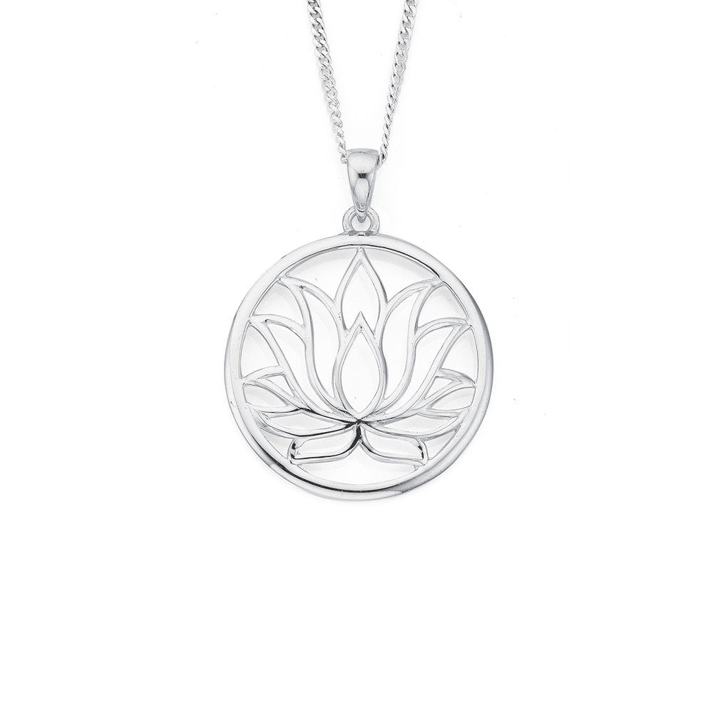 Silver lotus pendant deals