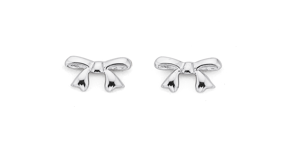 Sterling Silver Mini Bow Stud Earrings Pascoes