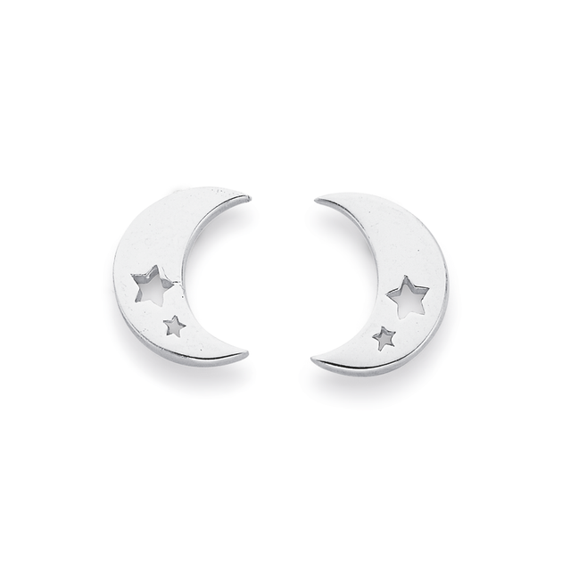 Sterling Silver Moon Studs | Pascoes