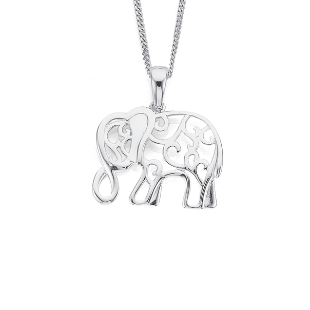 Sterling Silver Open Filigree Elephant Pendant