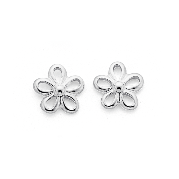 Sterling Silver Open Flower Stud Earrings