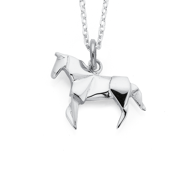Sterling Silver Origami Horse Pendant