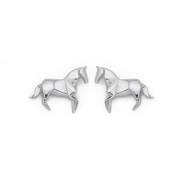 Sterling Silver Origami Horse Studs
