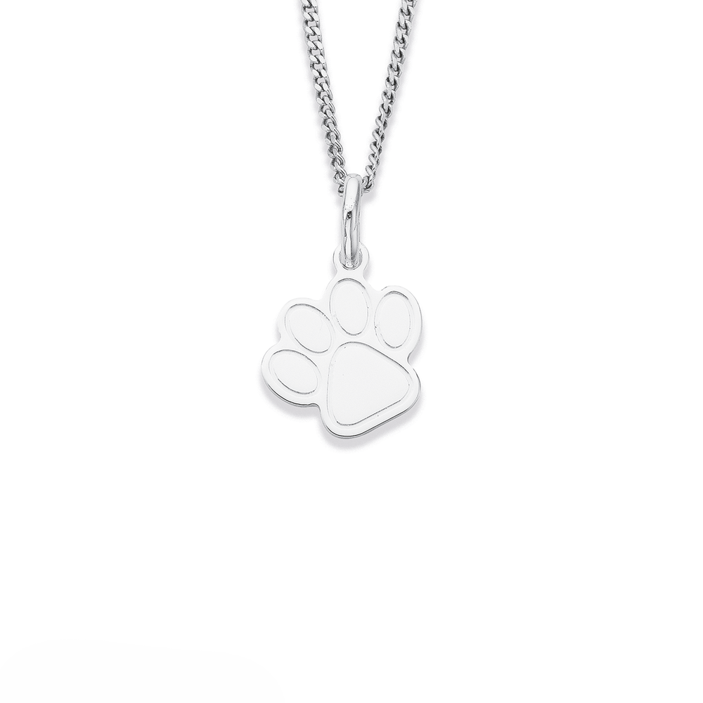 Paw Print Sterling Silver Necklace | Adjustable Chain Necklace