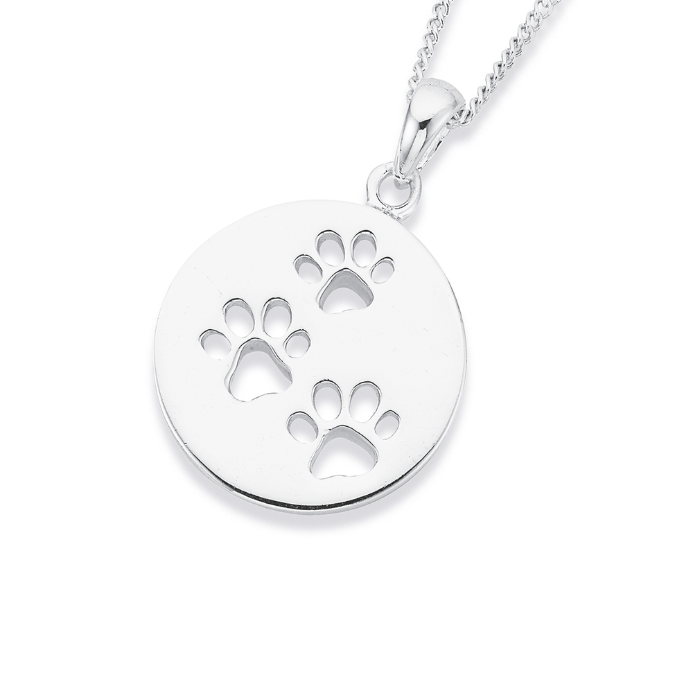 Small Paw Print Sterling Silver Necklace | Stone Cottage Jewelry - Harpers