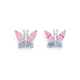 Sterling Silver Pink and Purple Cubic Zirconia Butterfly Studs